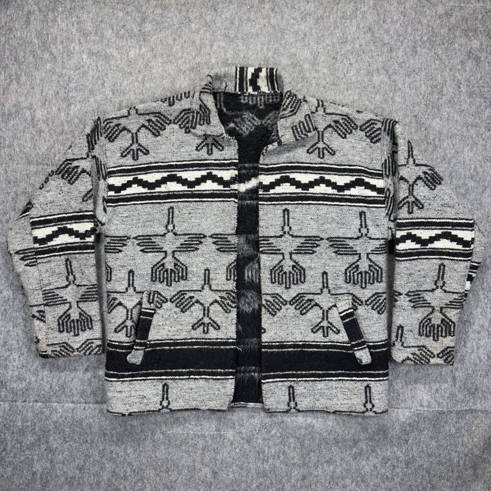 Vintage‎ Southwestern Tribal Cardigan Jacket Thunderbird Geometric Wool Blend